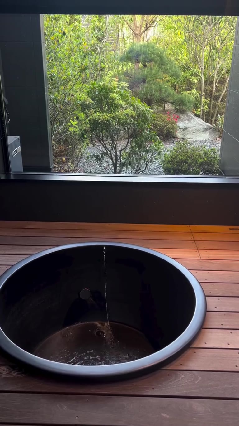 Private onsen bath in a Kawaguchiko ryokan room