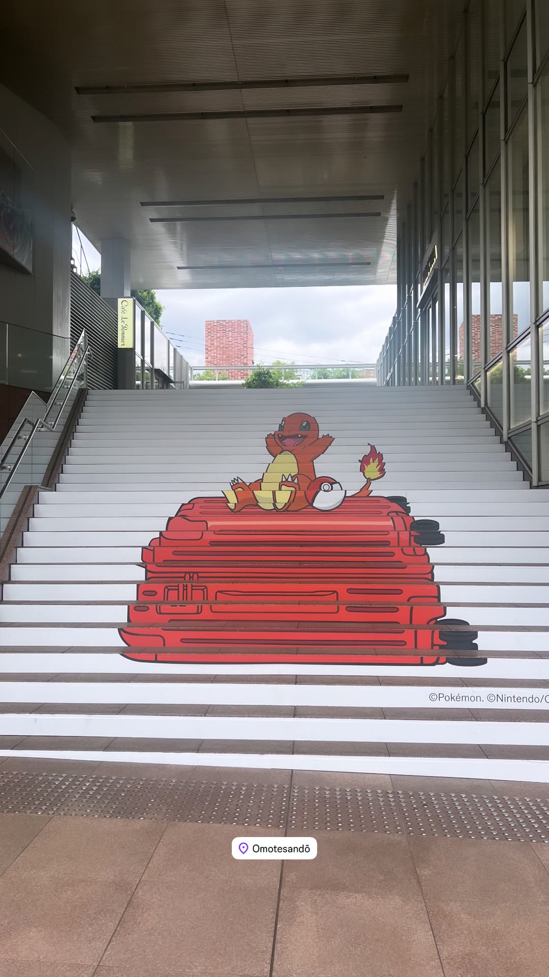 Charmander stair art at Omotesandō Gyre