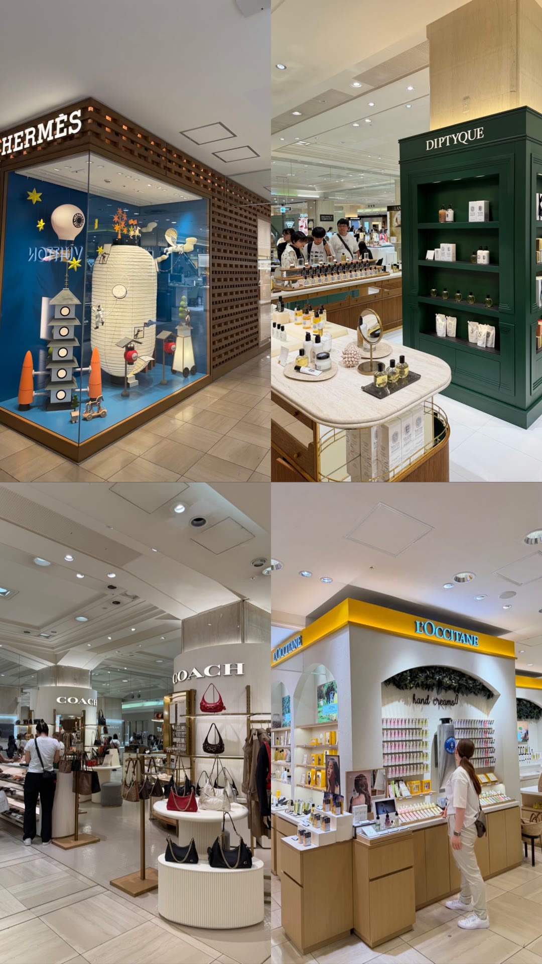 Luxury brand shopping in a Japanese department store
