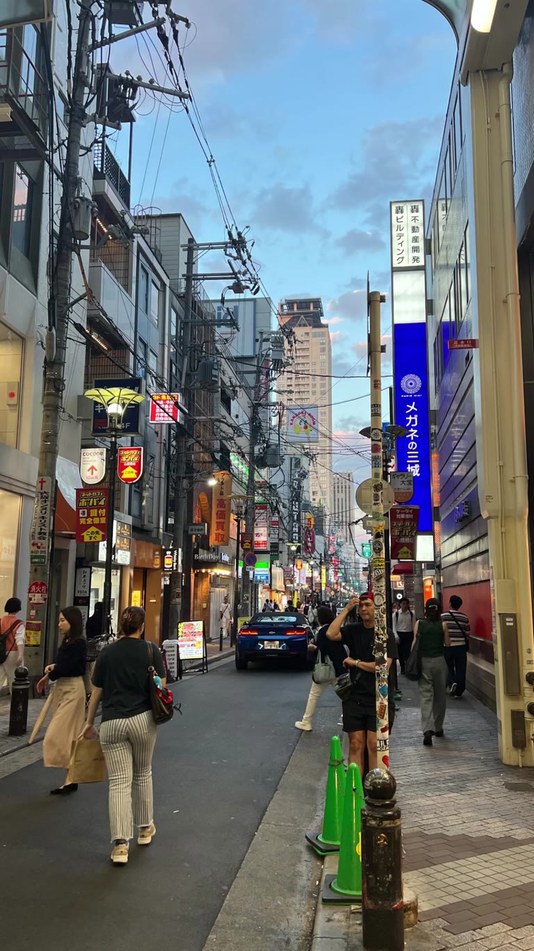 Osaka backstreets at dusk near Namba