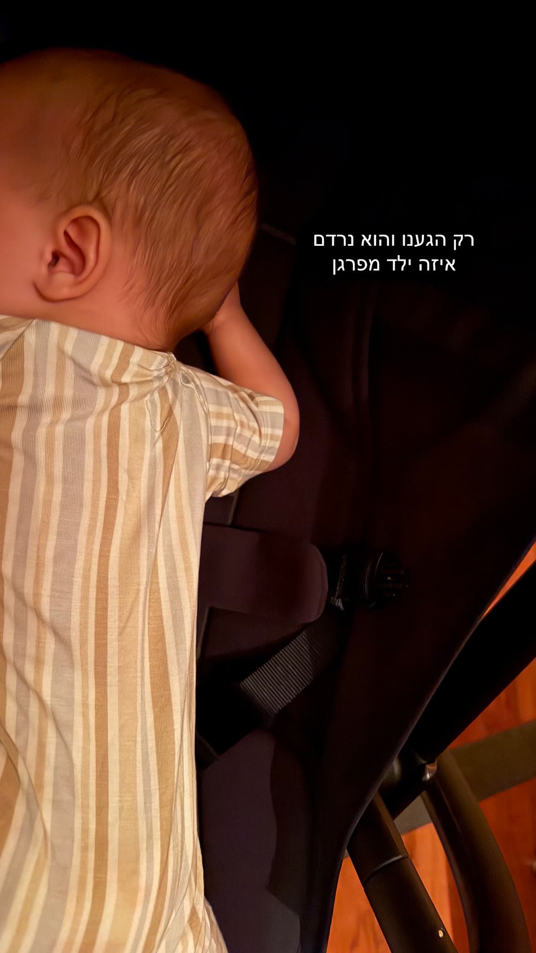 תינוק נרדם בעגלה בטיול ביפן