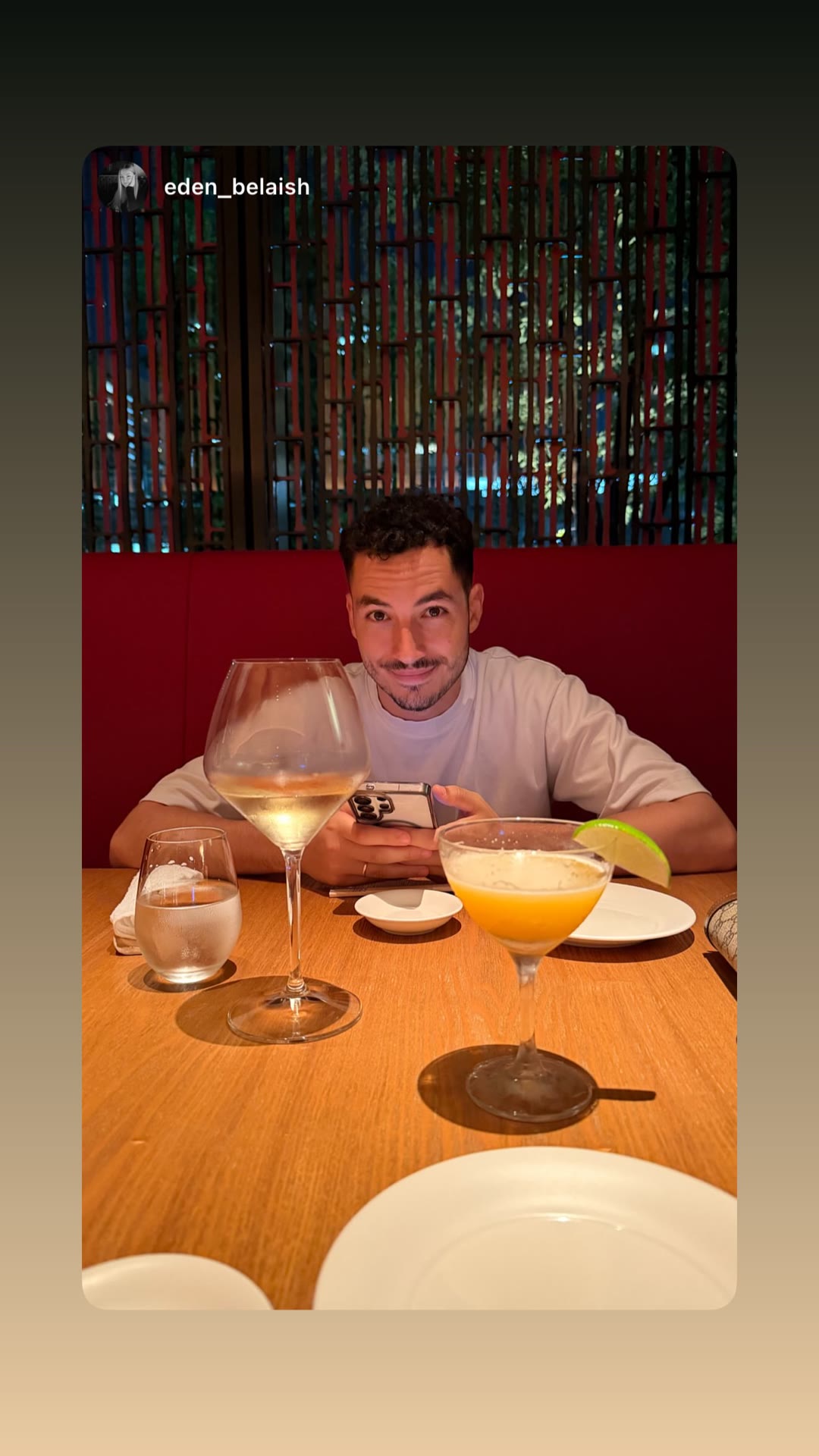 Drinks at dinner with Eden
