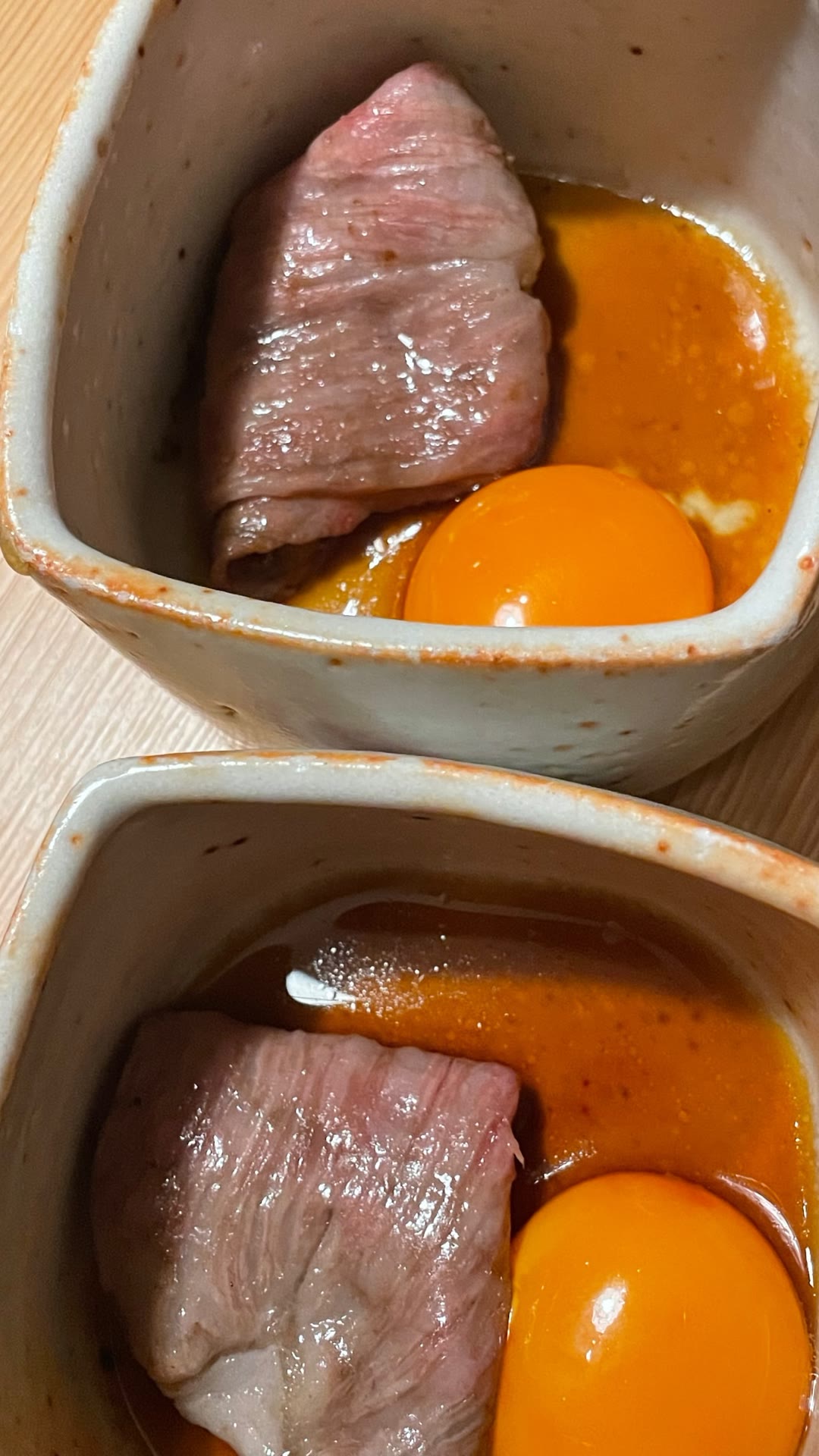 Wagyu with raw egg yolk in Japan