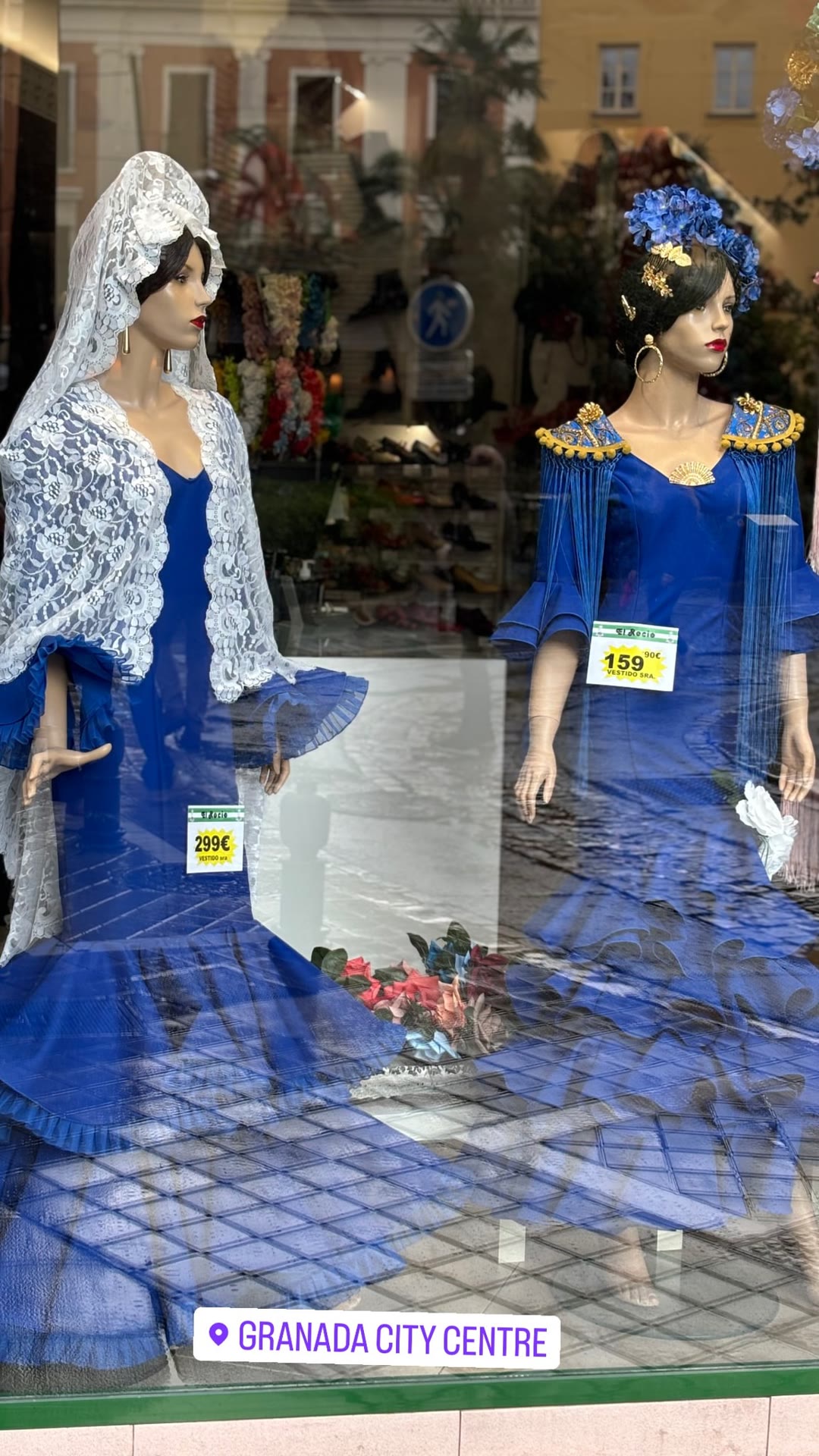 Flamenco dress shop window in Granada