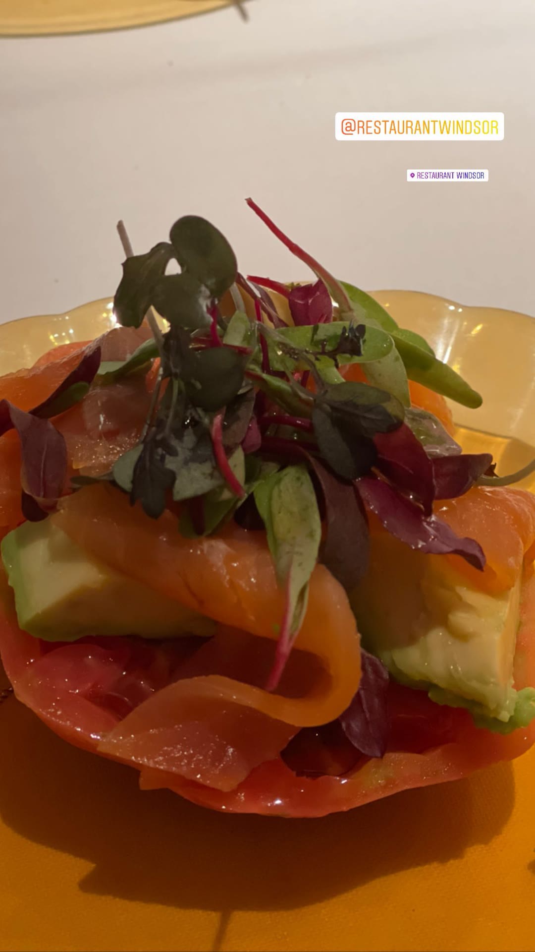 Salmon & avocado starter at Restaurant Windsor, Barcelona