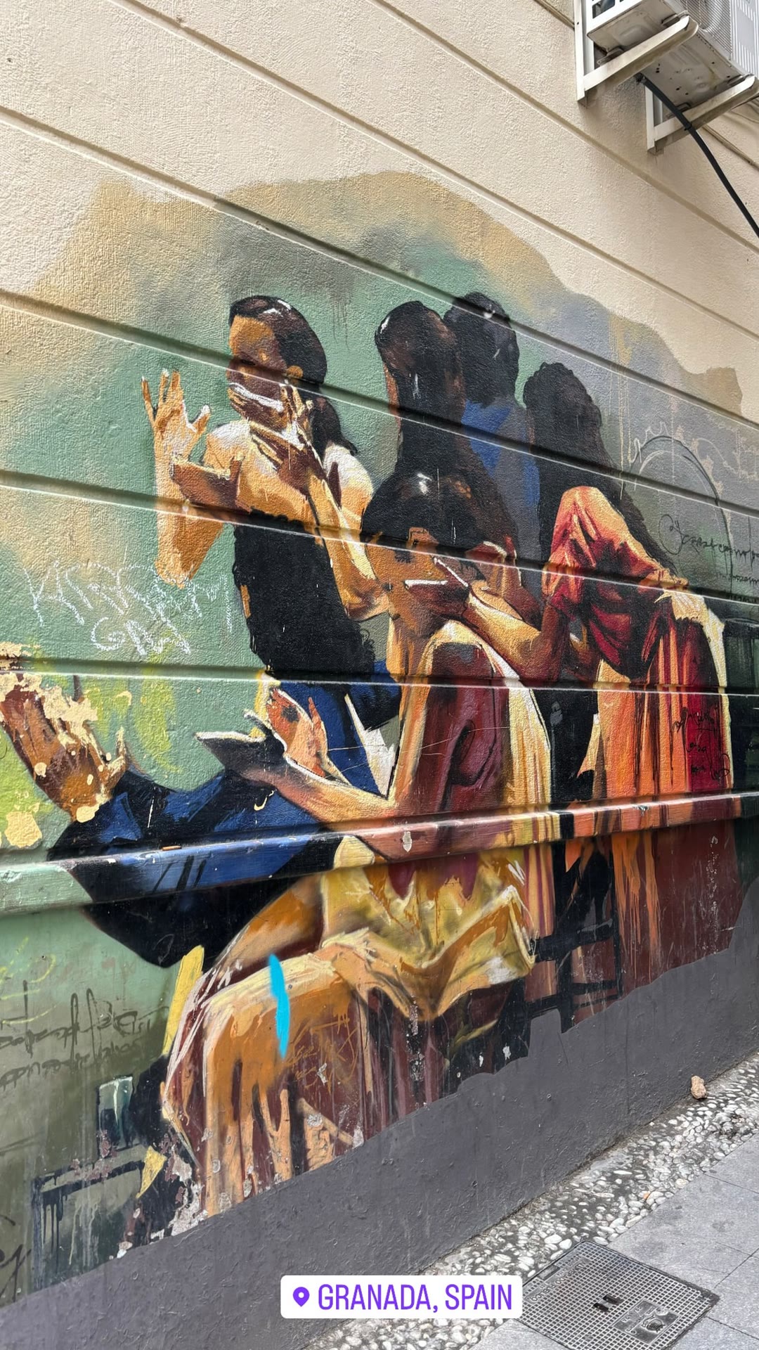 Flamenco street art mural in Granada