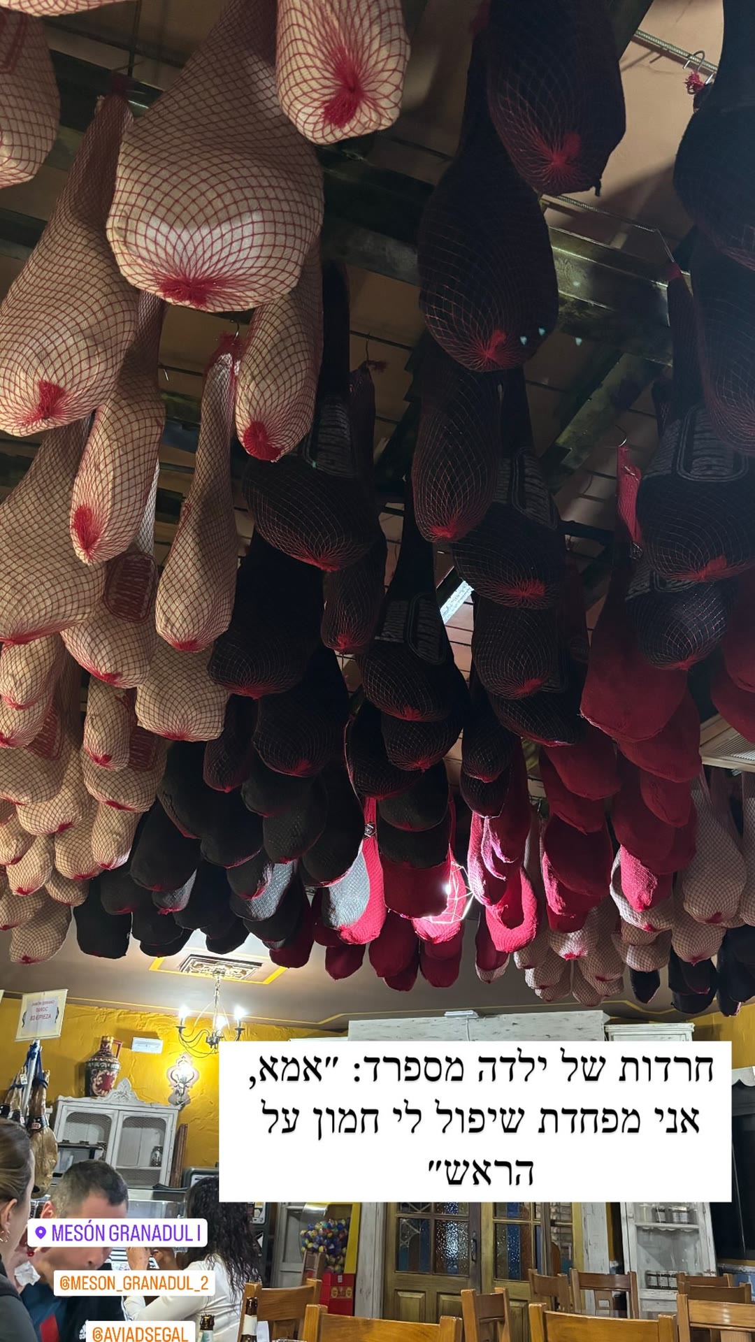 Jamón ceiling at Mesón Granadul, Guadix