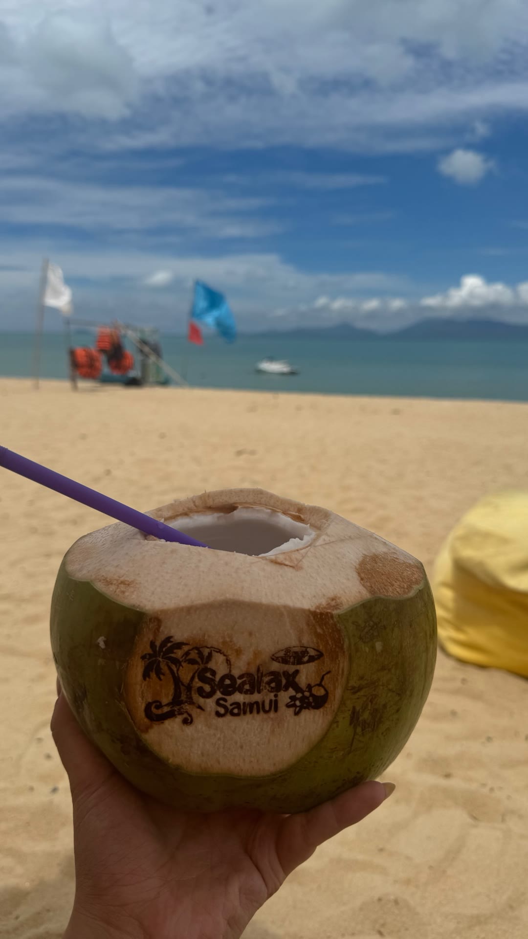 Fresh coconut at Sealax Samui beach club