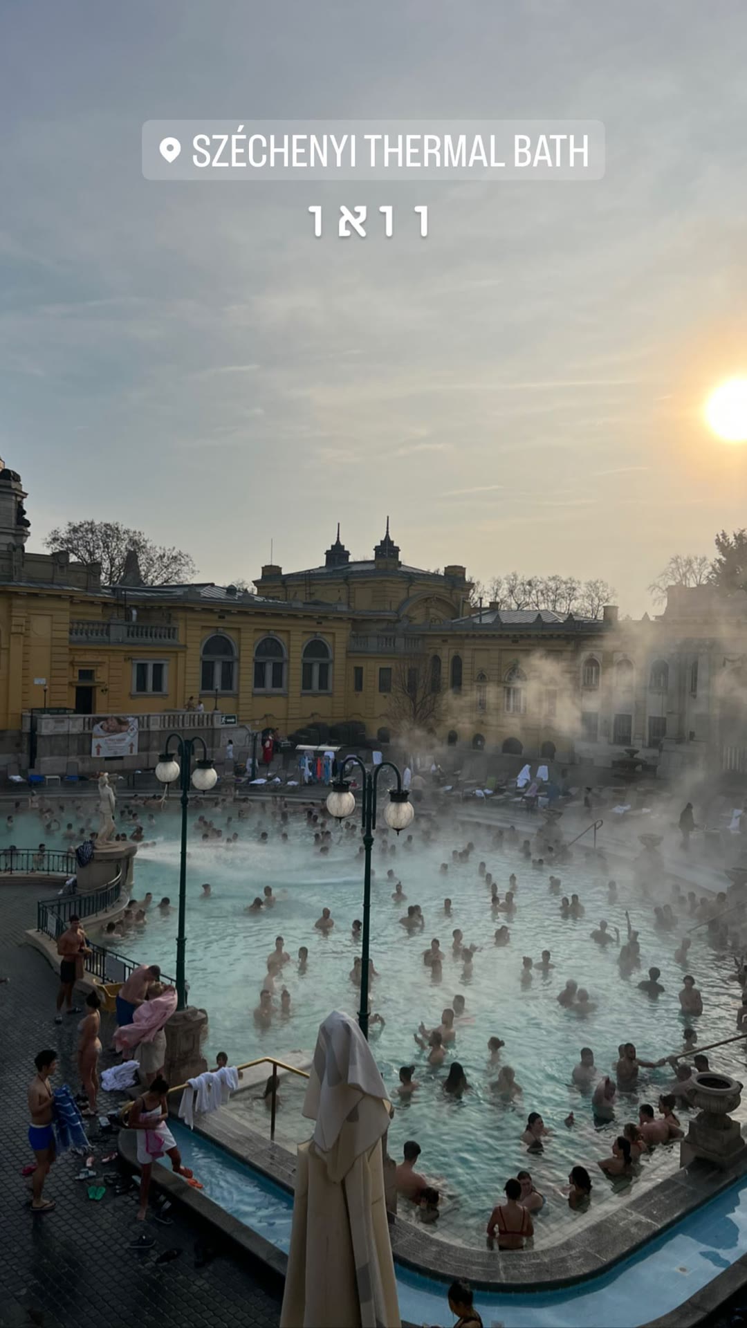 Széchenyi Thermal Bath at sunset, Budapest