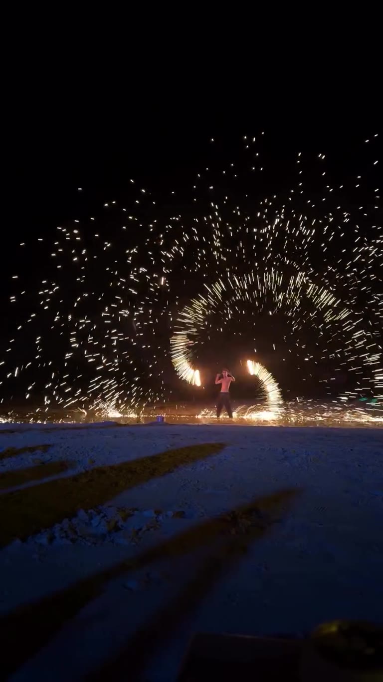 Fire show on the beach in Koh Tao