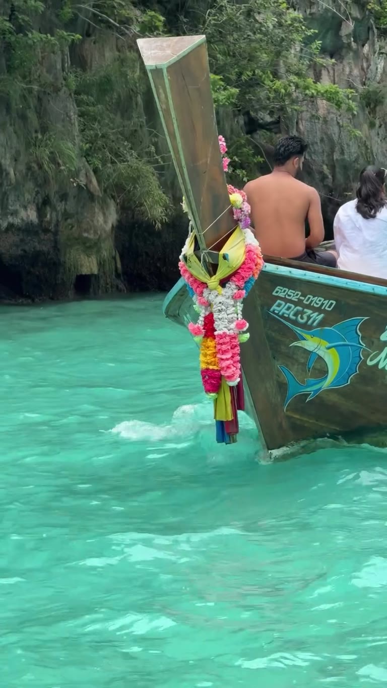 Turquoise lagoon by longtail boat near Phuket