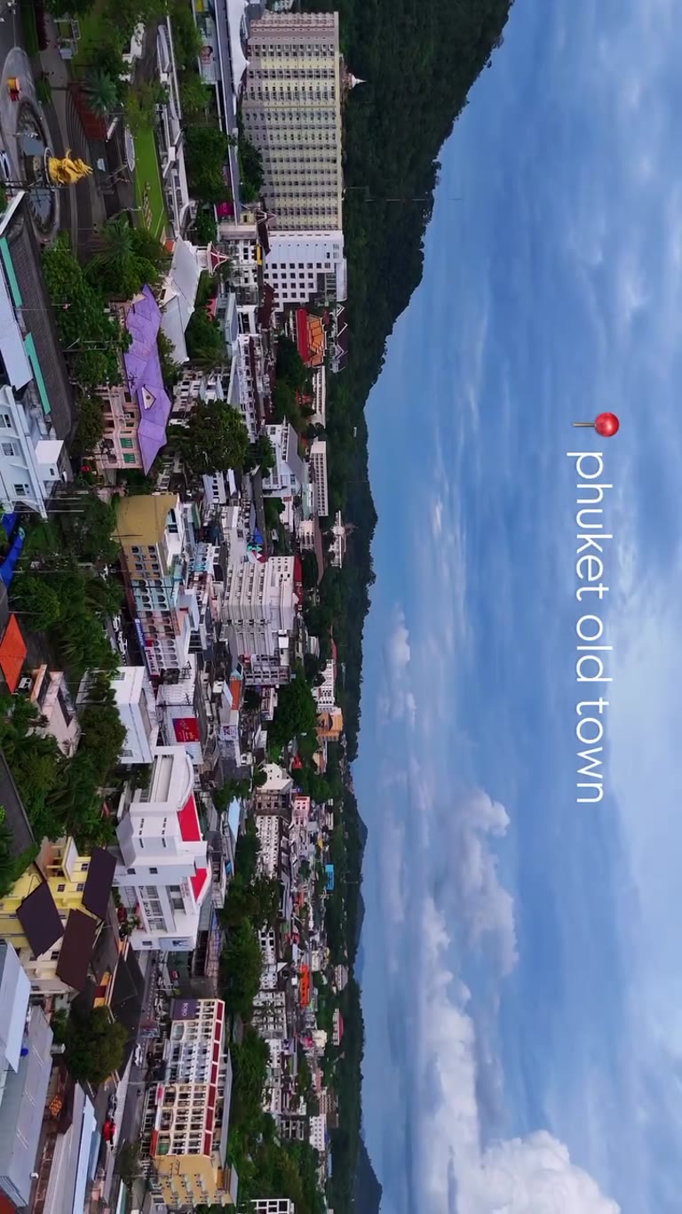 Aerial view over Phuket Old Town