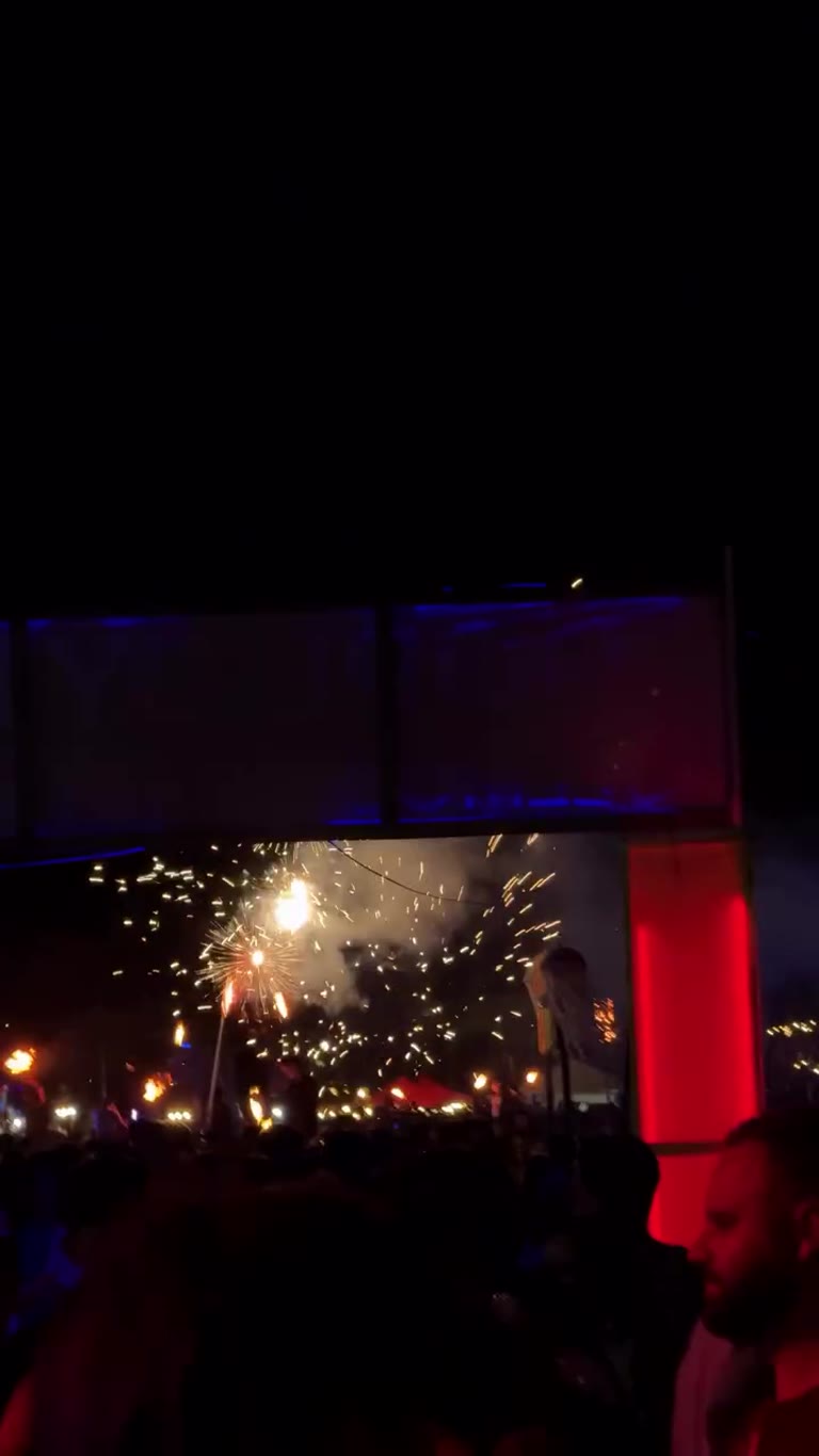 Fireworks at a night beach party on Koh Phangan