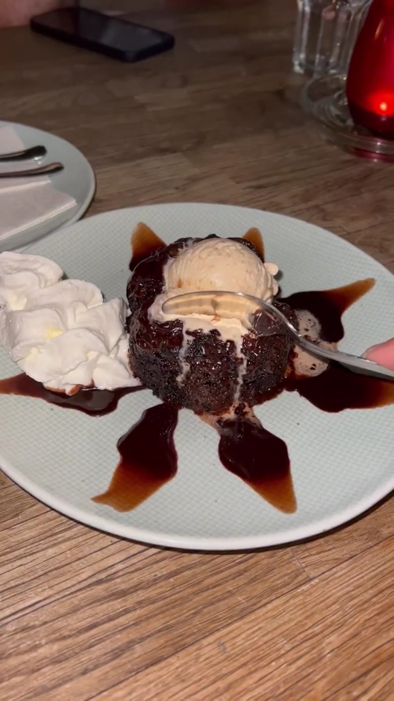Chocolate lava cake dessert in Cyprus