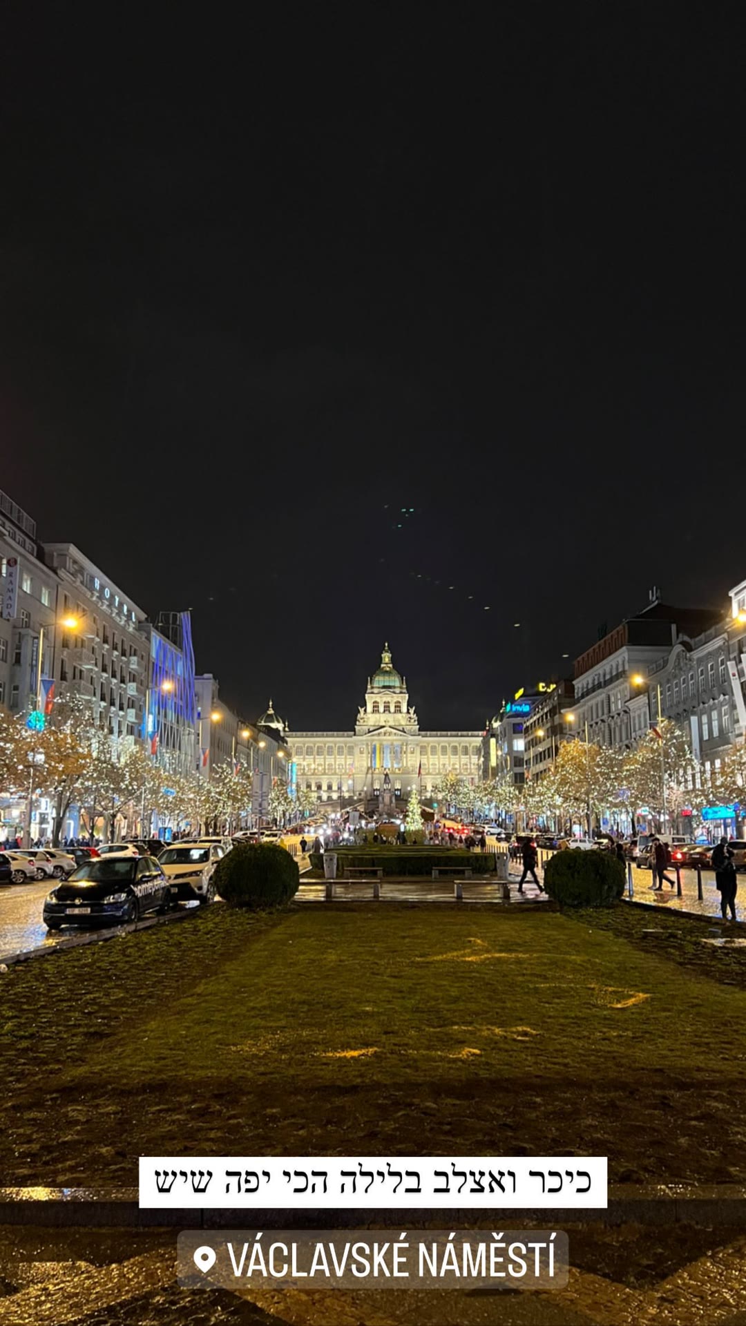 Wenceslas Square in Prague at night