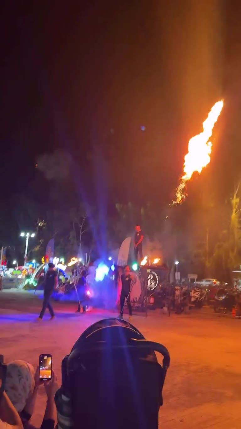 Fire show at a night fair in Krabi