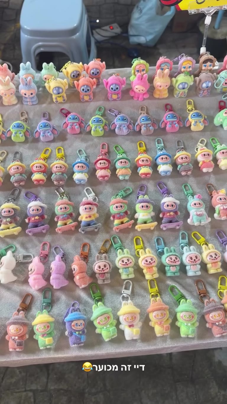 Labubu keychain stall at a Krabi market