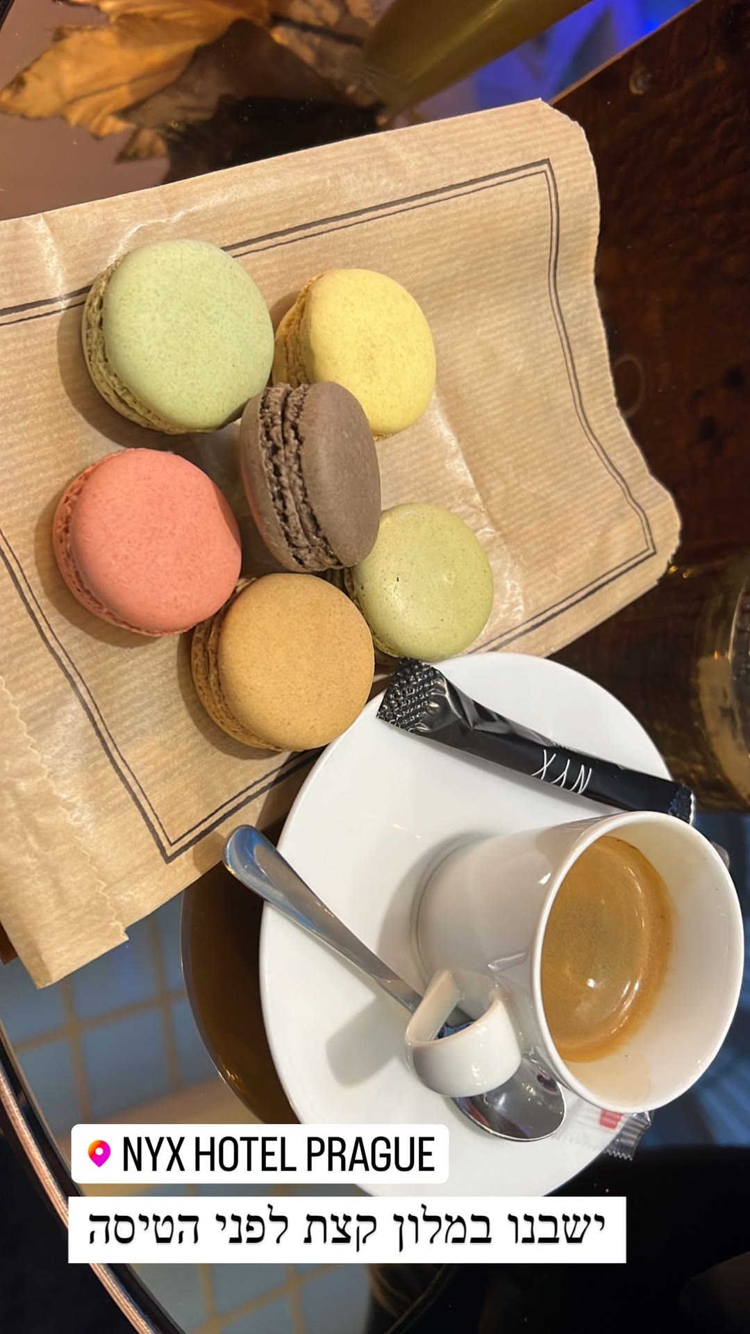 Espresso and macarons at NYX Hotel Prague