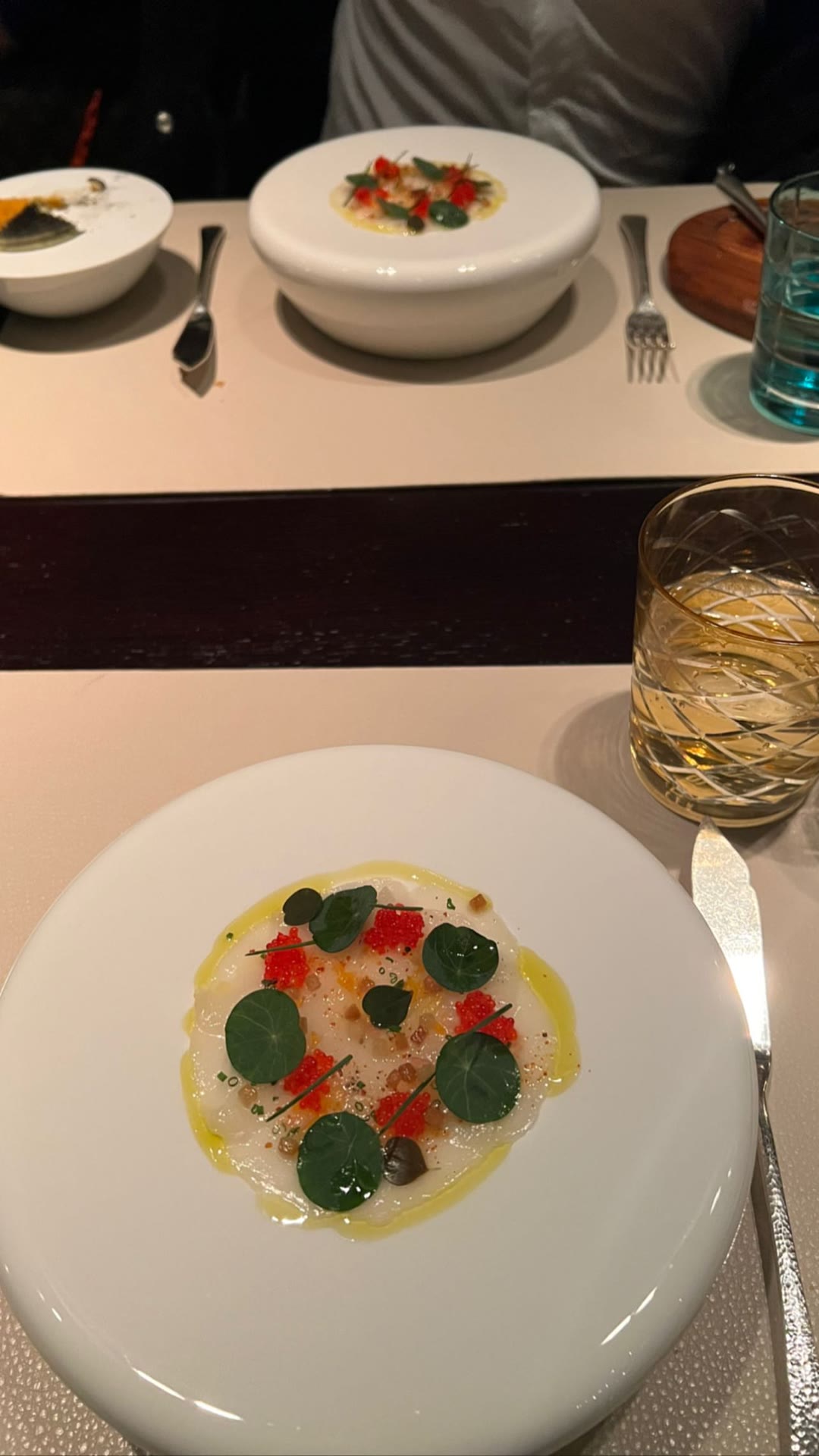 Fine-dining crudo course in Budapest