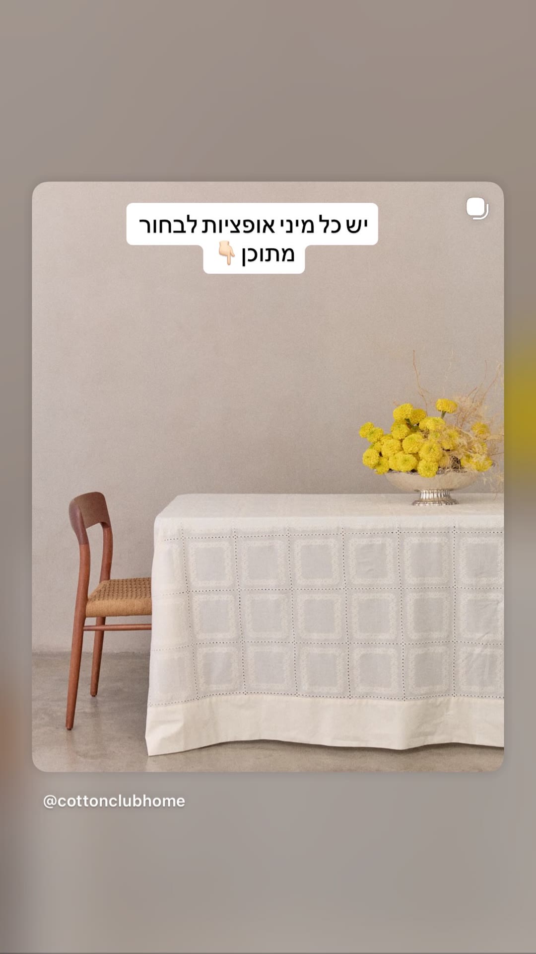 מפת שולחן לבנה של Cotton Club Home