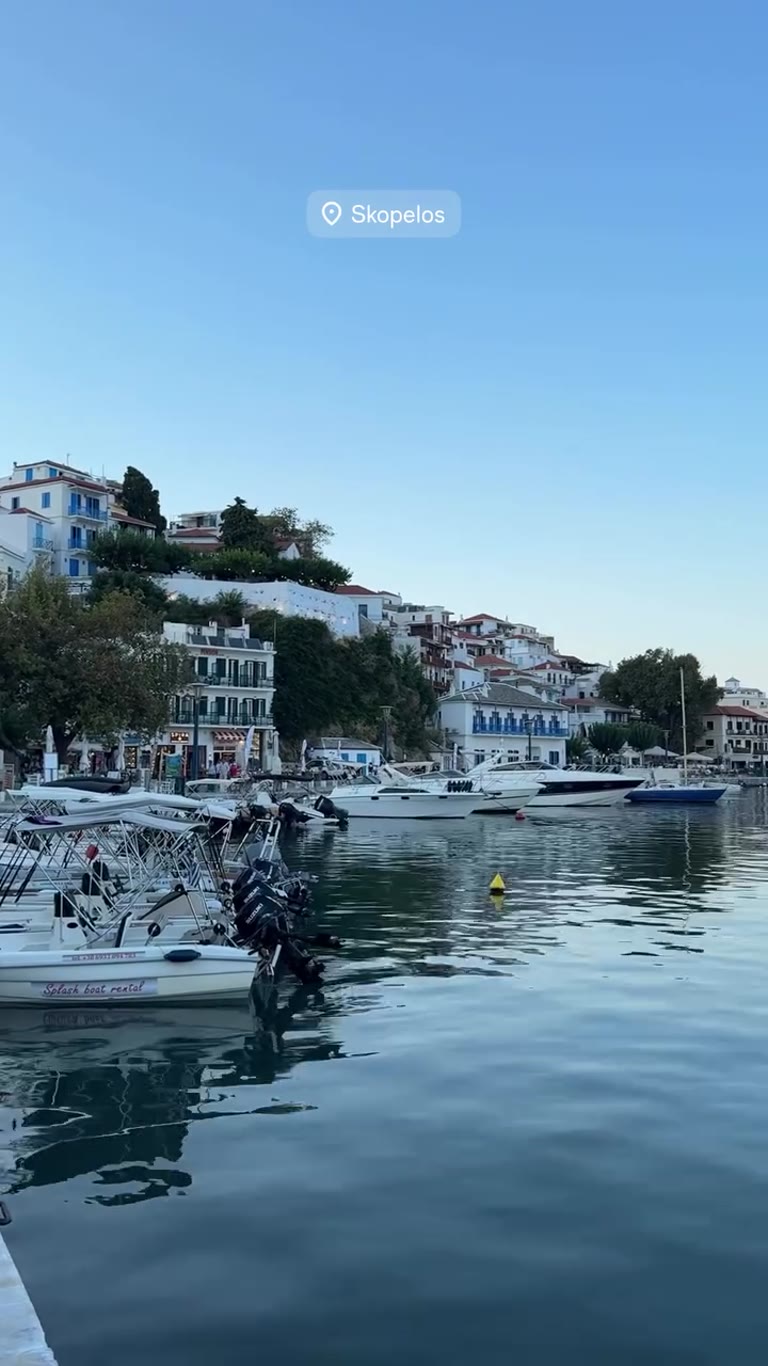 Skopelos harbour at dusk
