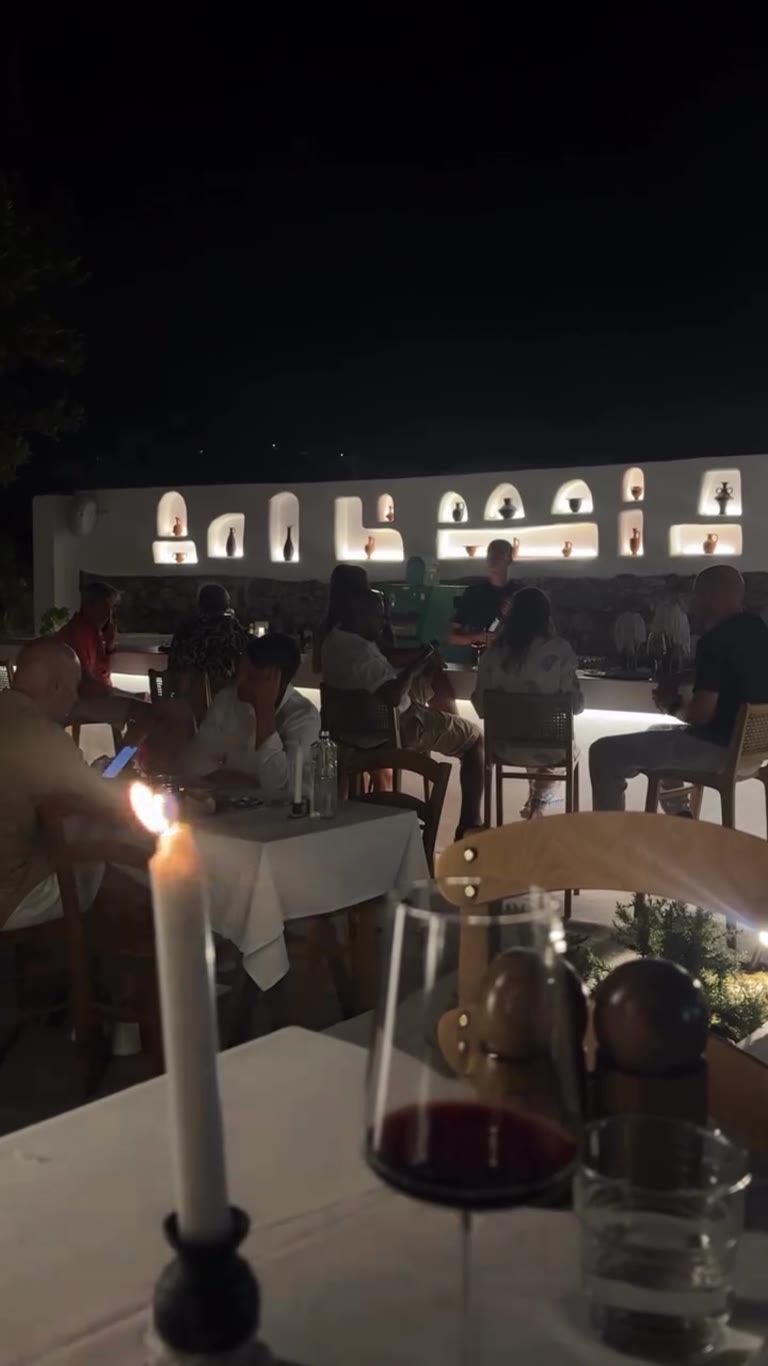 Candlelit dinner terrace on Skopelos
