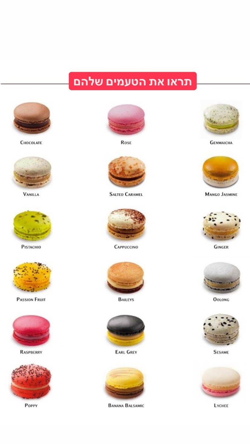 Macaron flavour chart from a Paris patisserie