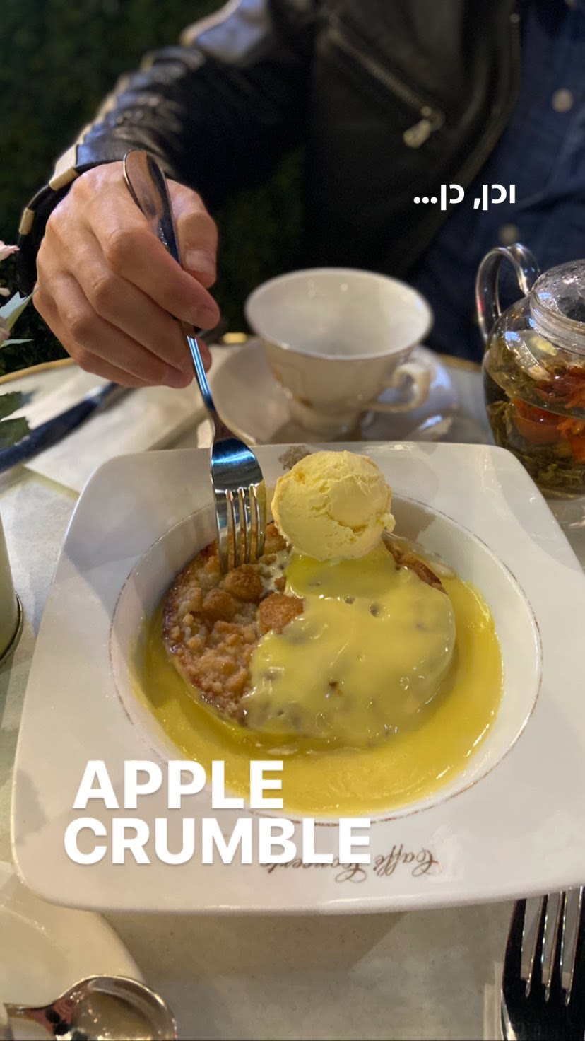 Apple crumble at Caffè Concerto, London