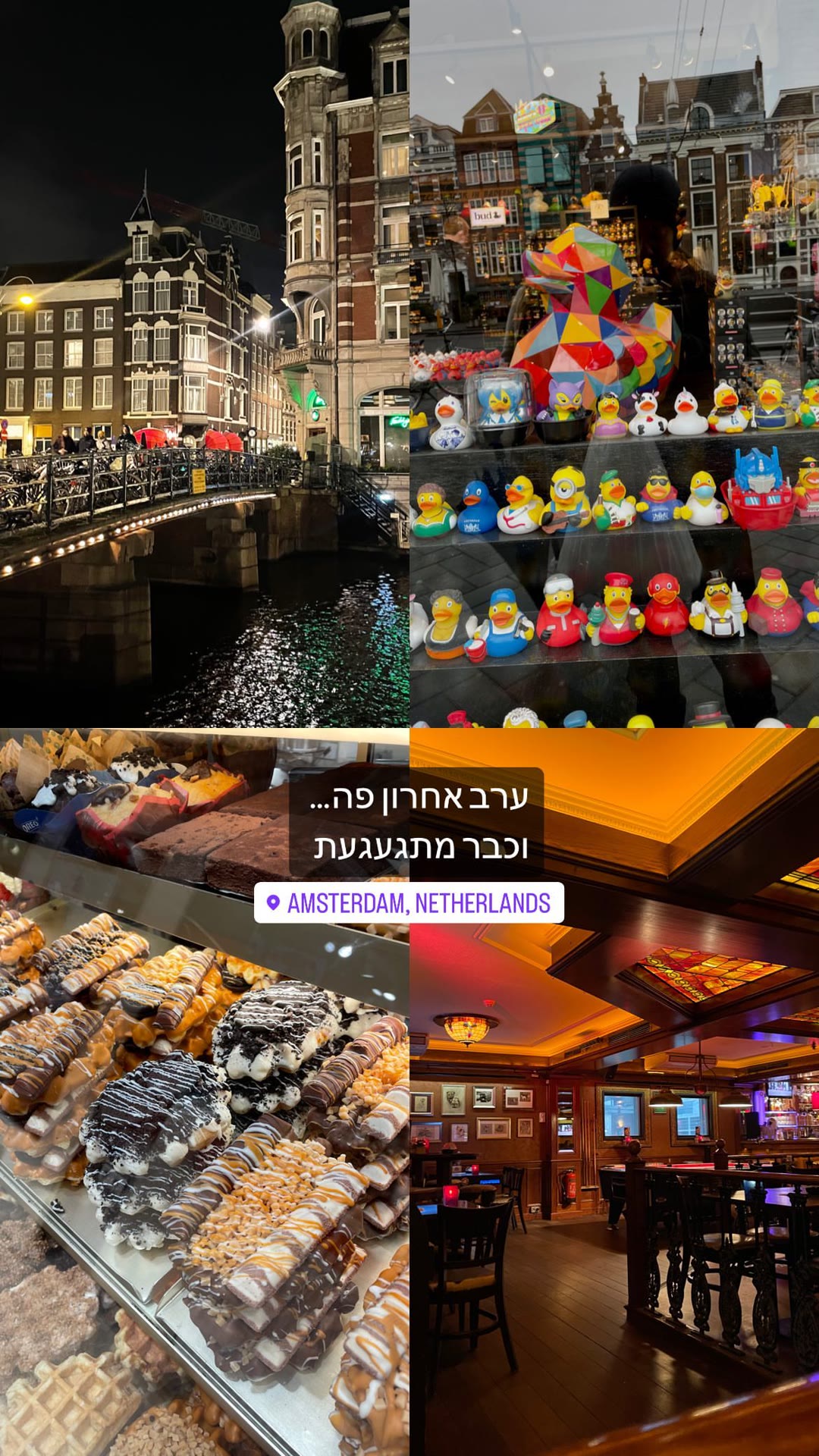 Last night in Amsterdam: canals, ducks & waffles