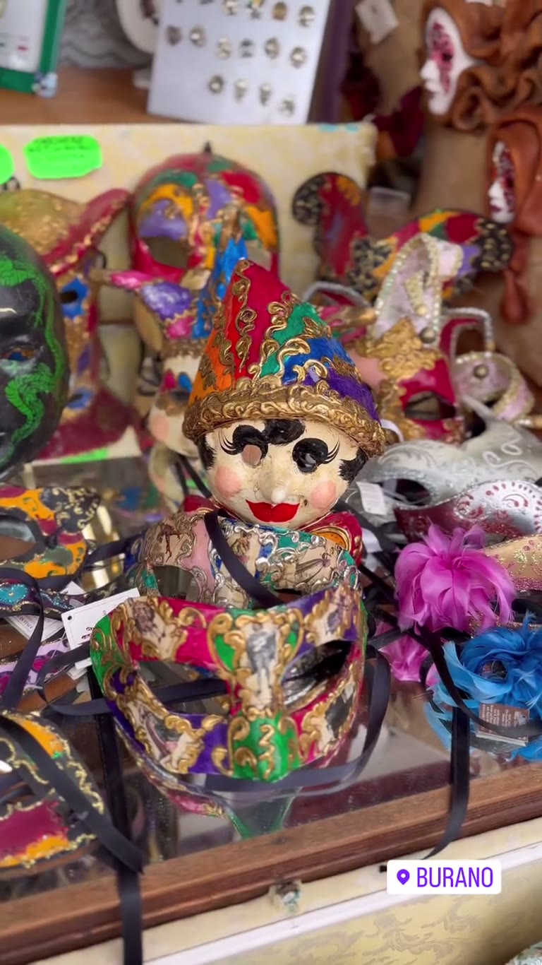 Burano's colorful streets and souvenir shops