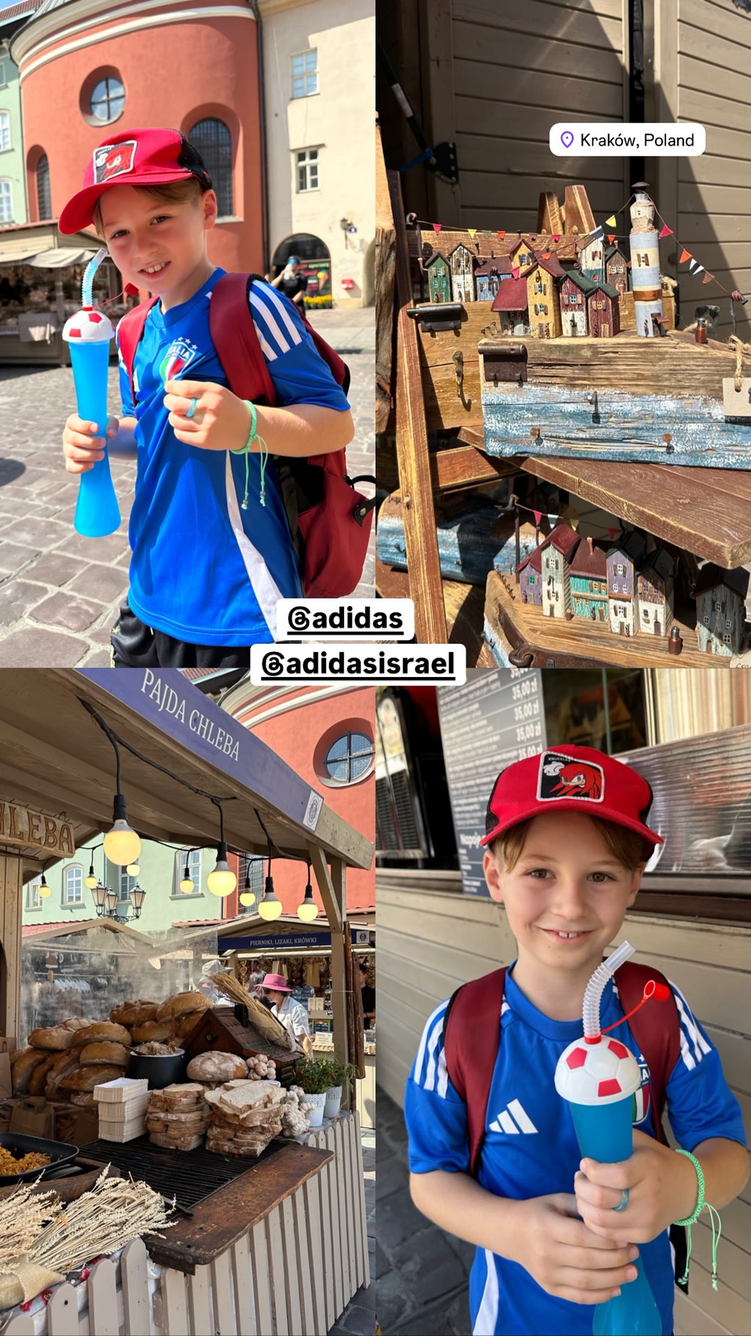 Kraków market stalls with kids
