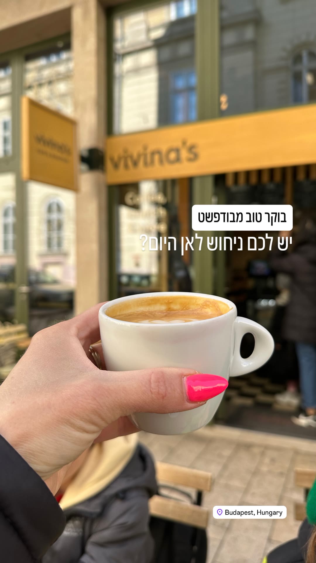 Morning coffee at Vivina's, Budapest