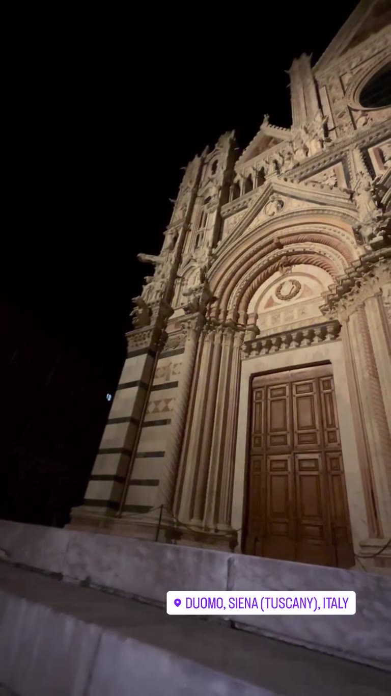 Siena's Duomo lit up at night