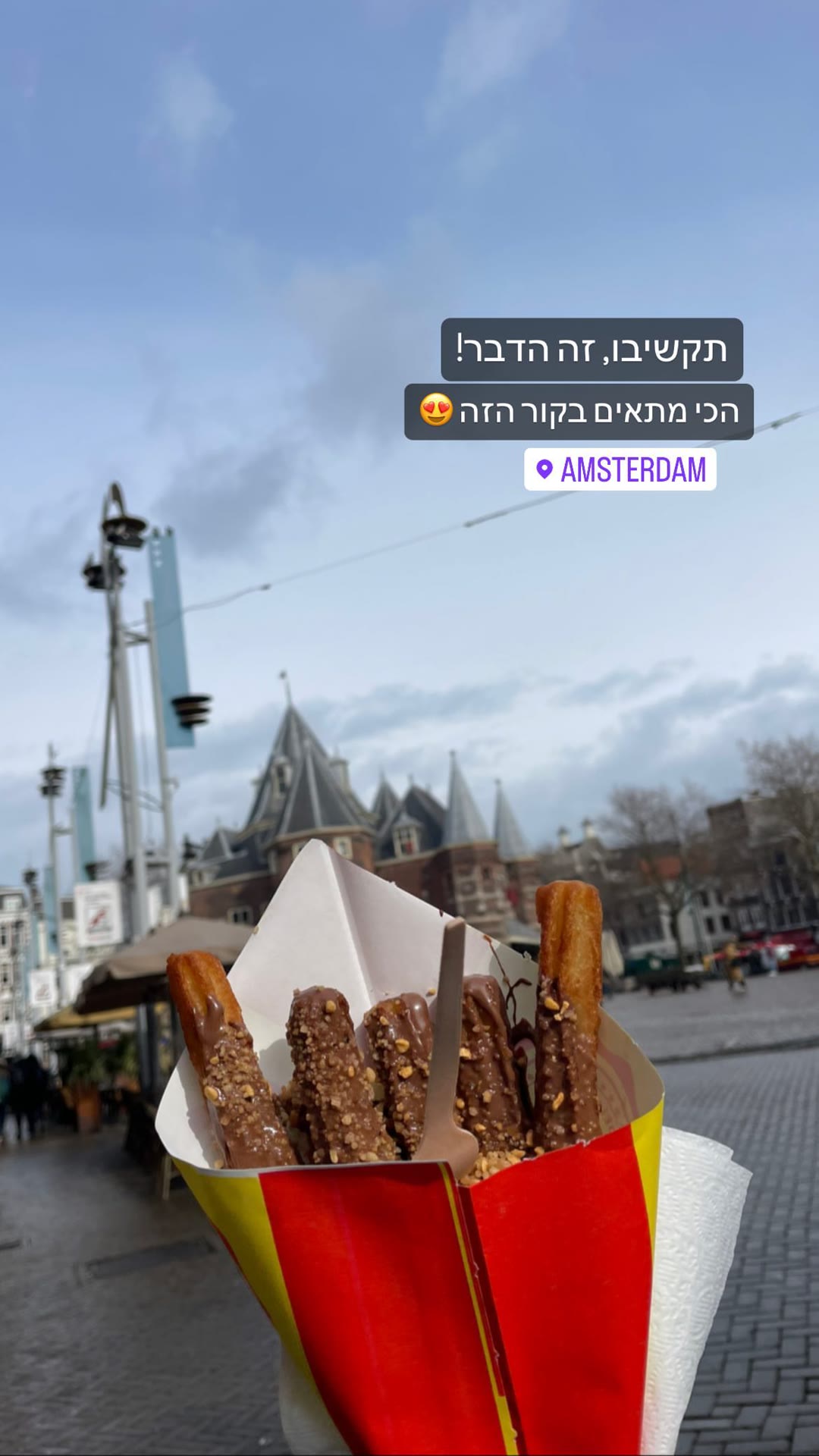 Chocolate churros at Nieuwmarkt, Amsterdam