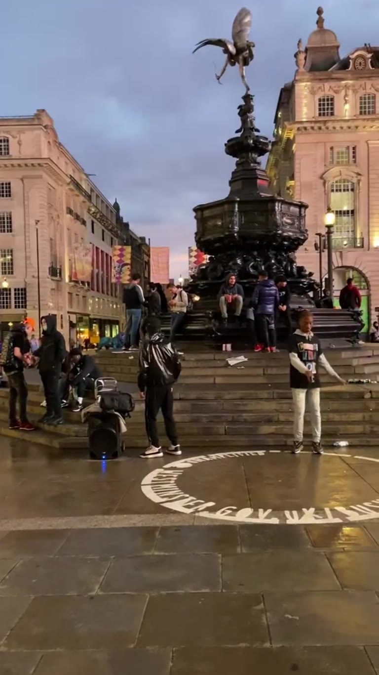 Piccadilly Circus at dusk, London