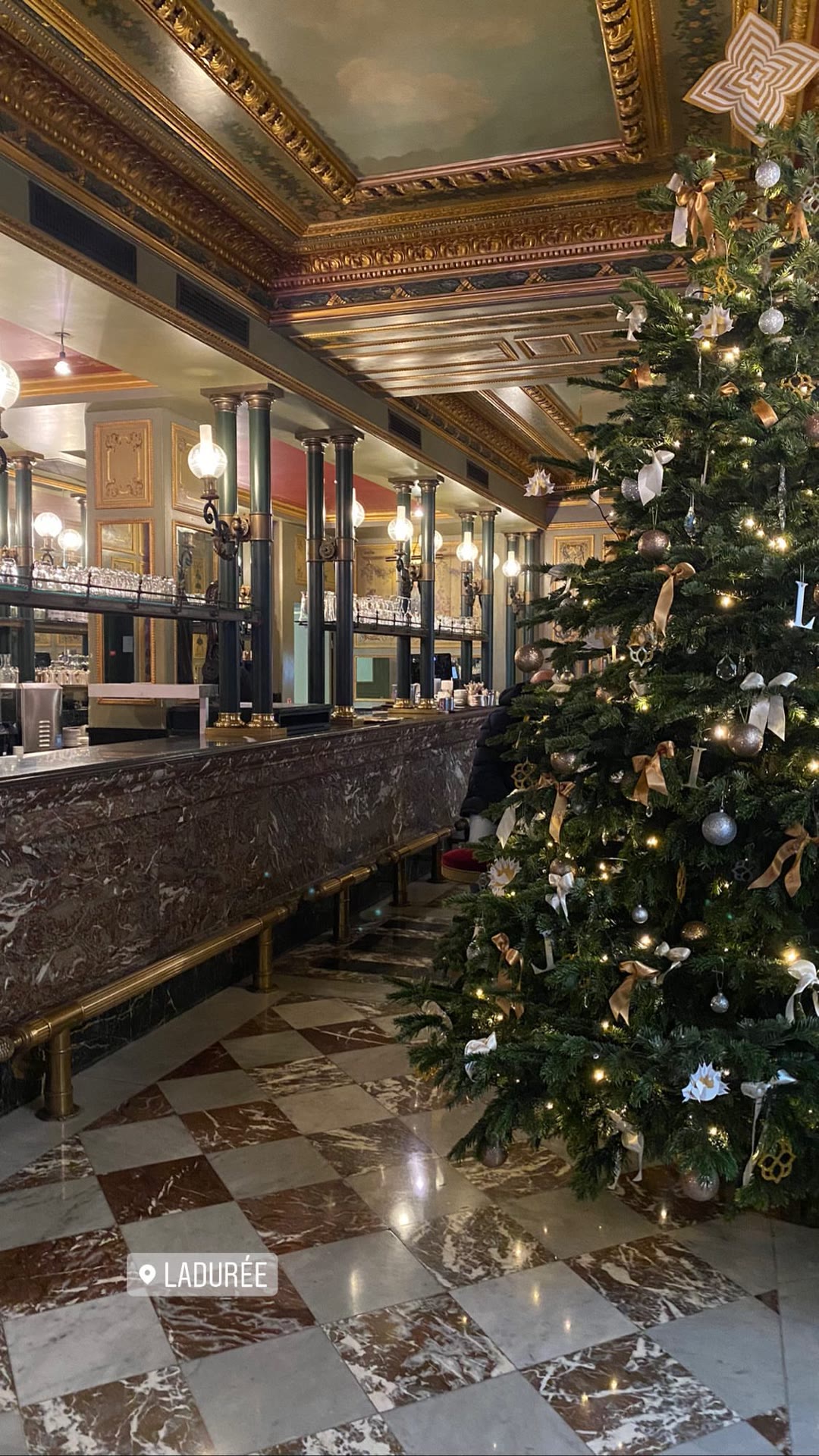 Ladurée at Christmas on the Champs-Élysées