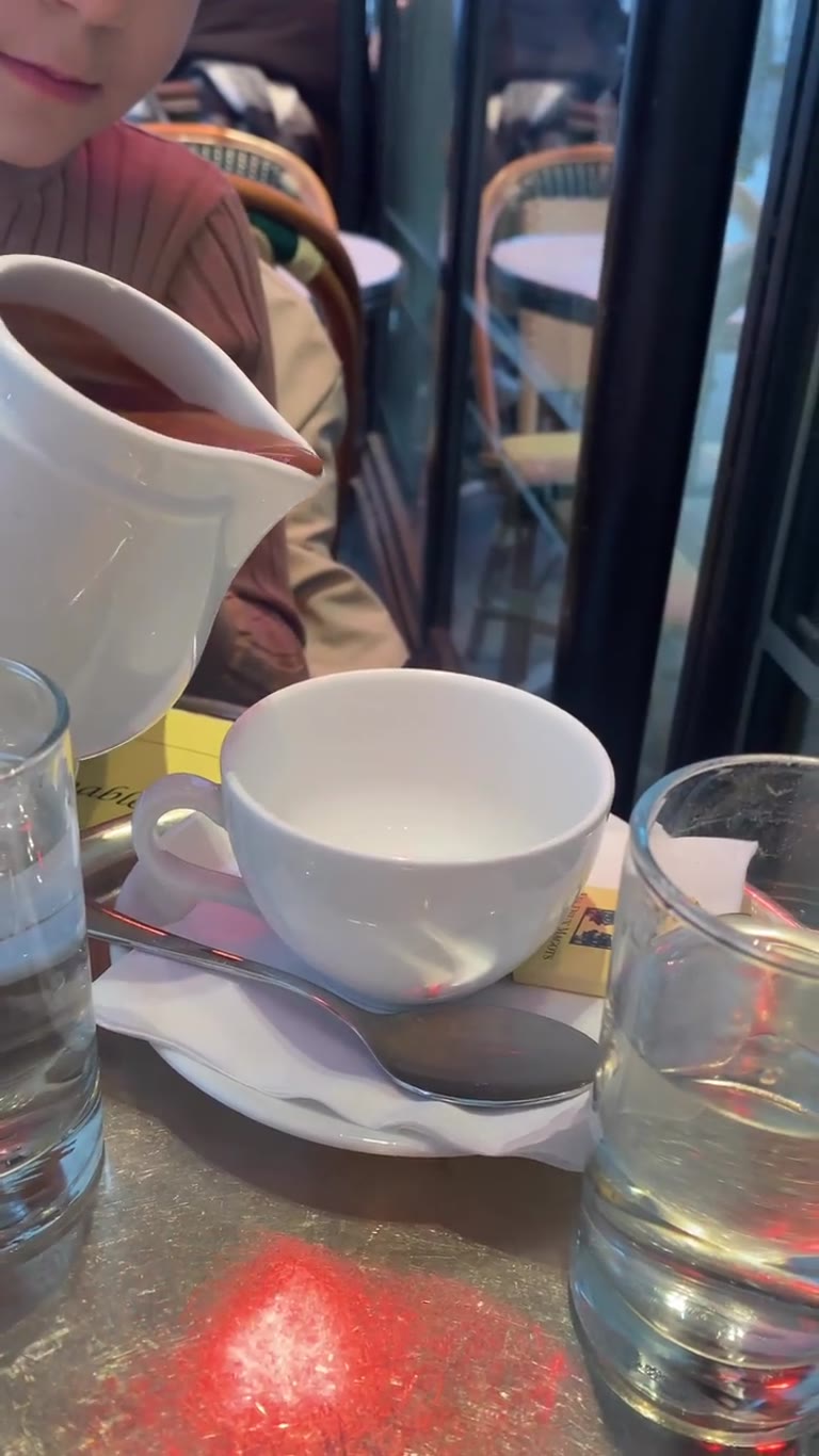Hot chocolate at Les Deux Magots, Paris