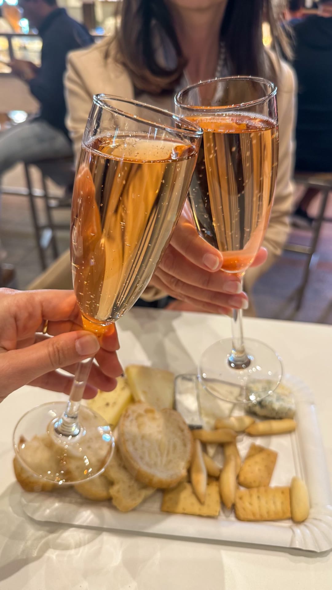 Cava toast and cheese plate in Madrid