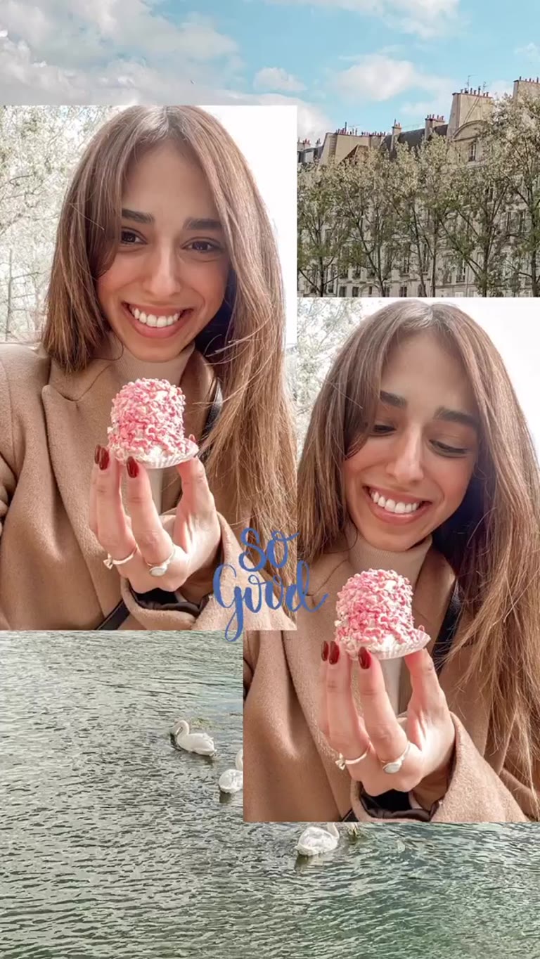 Pink praline pastry in Paris — "so good"