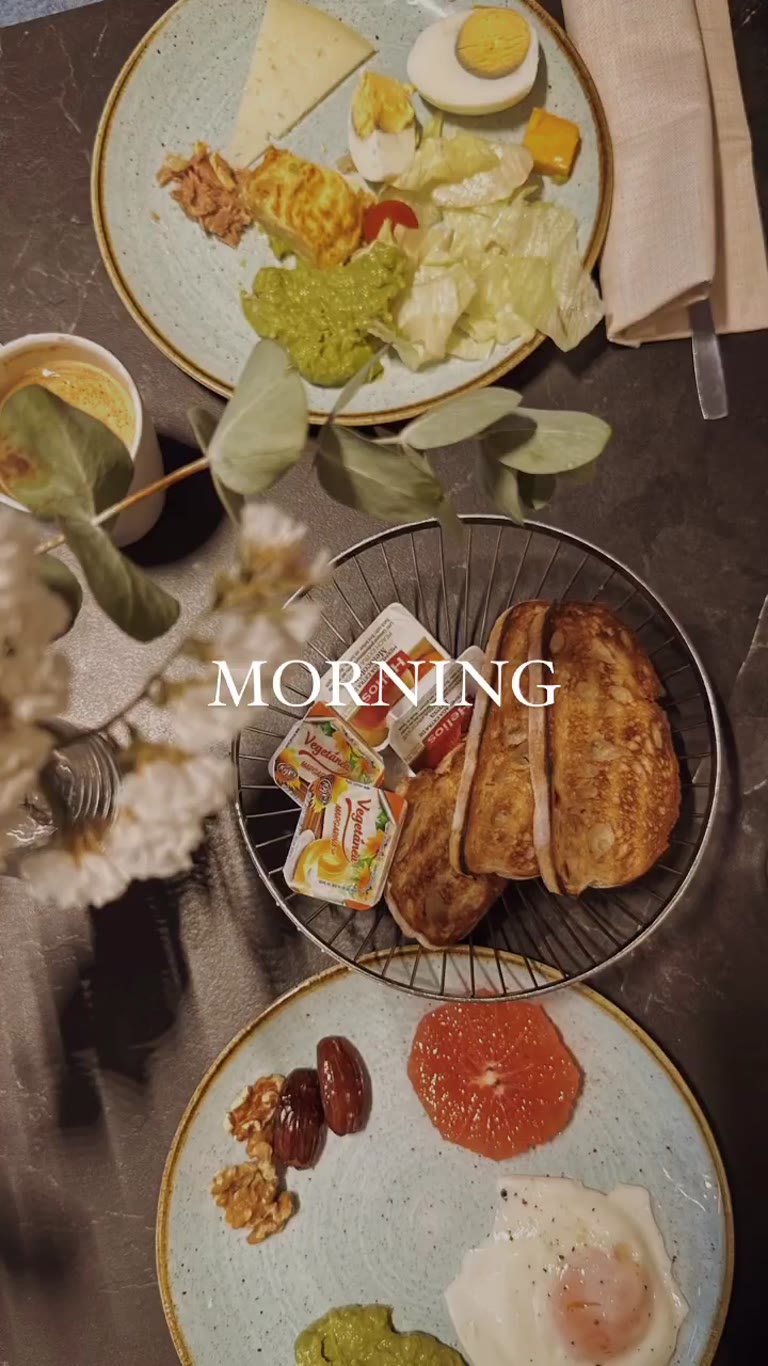 Breakfast spread in Madrid