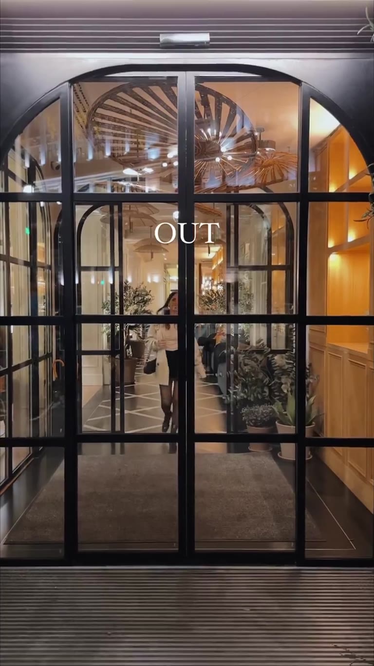 Heading out in Madrid — hotel lobby 'OUT' look