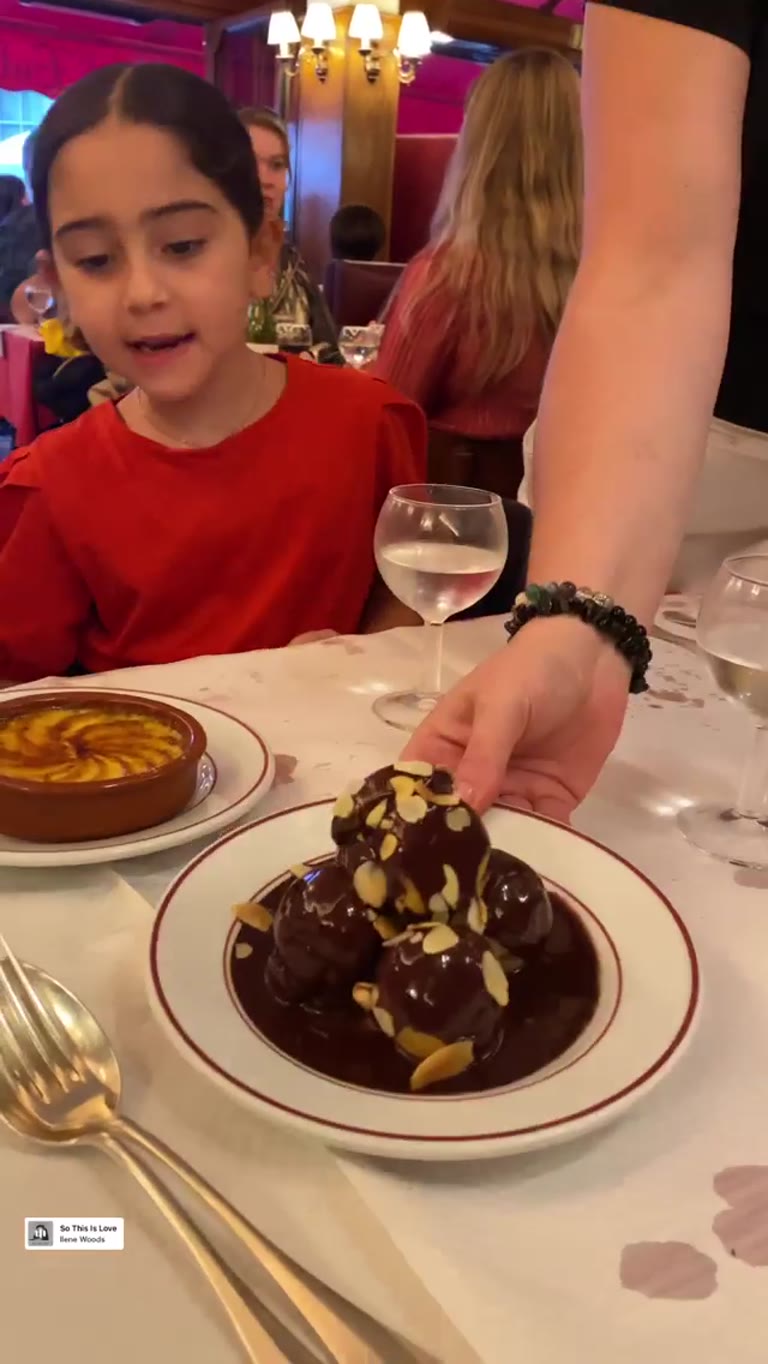 Profiteroles and crème brûlée at a Paris bistro