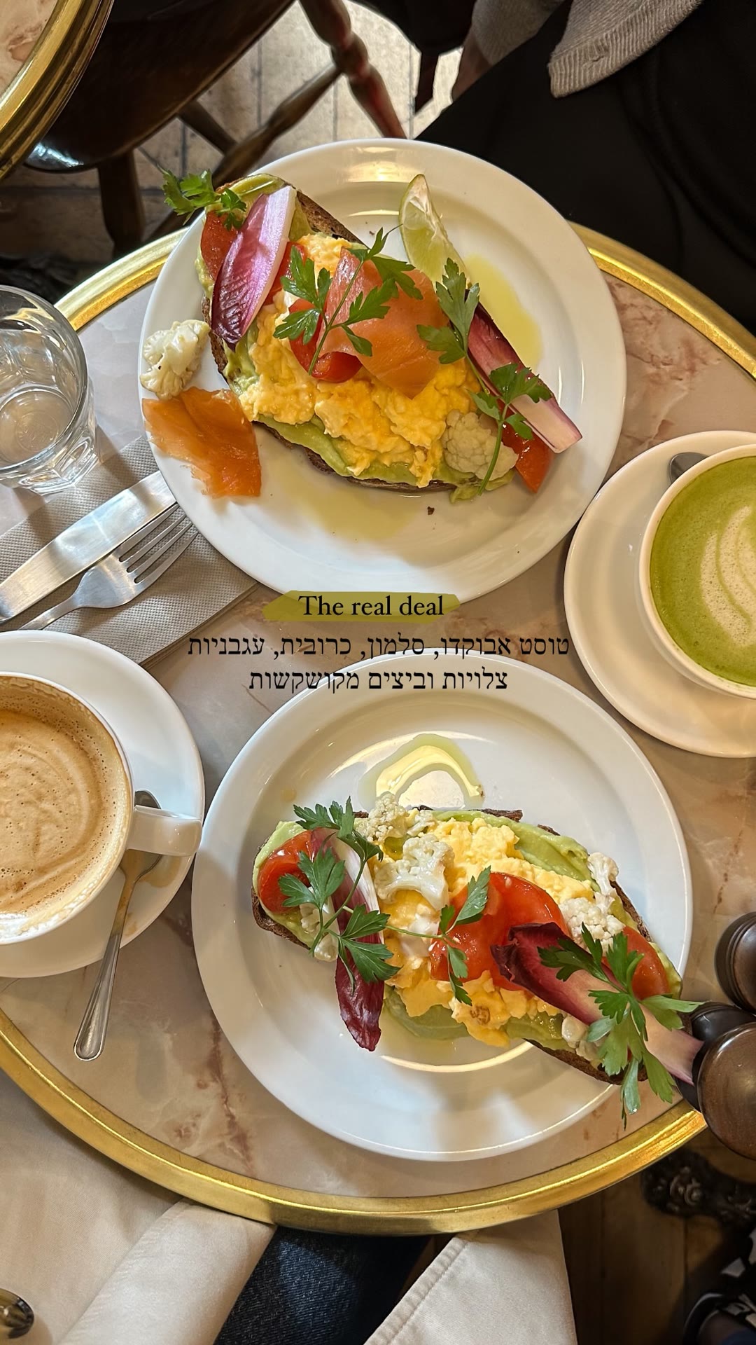 Avocado toast breakfast at a Paris café