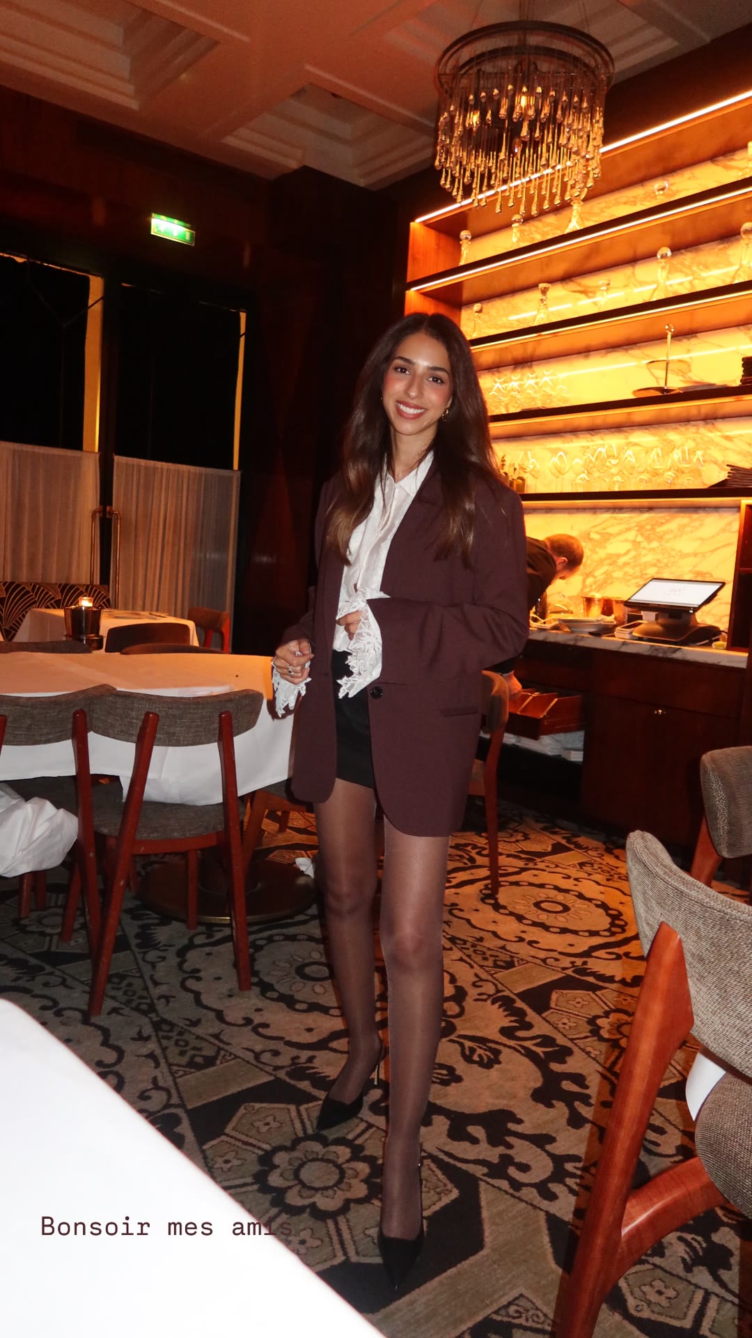 Dinner outfit in a Paris restaurant