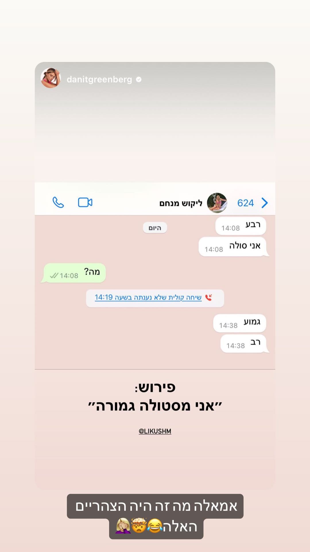 הצ'אט המצחיק עם דנית: "אני מסטולה גמורה"